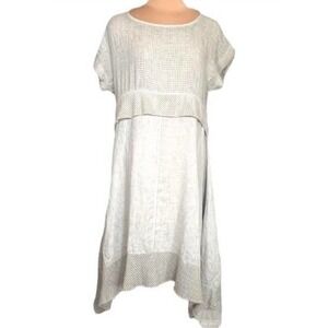 7 Agosto Casual Linen Lagenlook Dress With Asymmetrical Hem - Italy‍‍‍‍‍‍‍‍‍‍‍